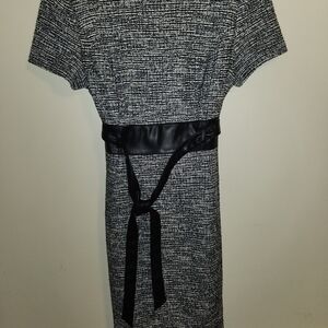 Calvin Klein Textured Black and White Midi Dress